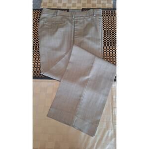 Mens Perry Ellis Tan Dress Pant Dry Cleaned 32x30 Flat Front